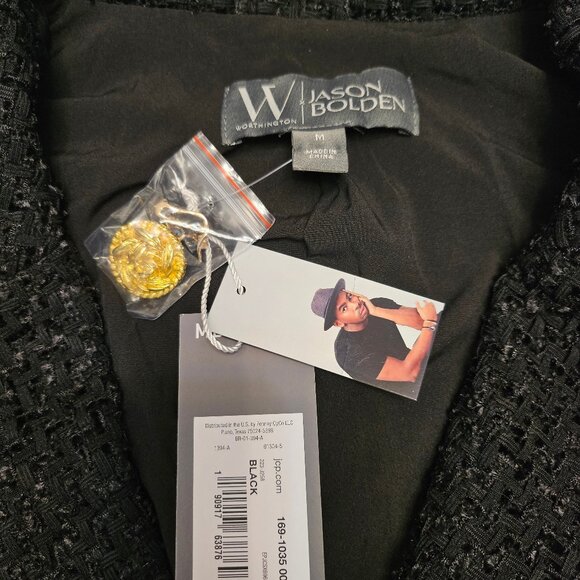 Worthington X Jason Bolden Women's Black Tweed Two Buttons Jacket - Picture 7 of 11